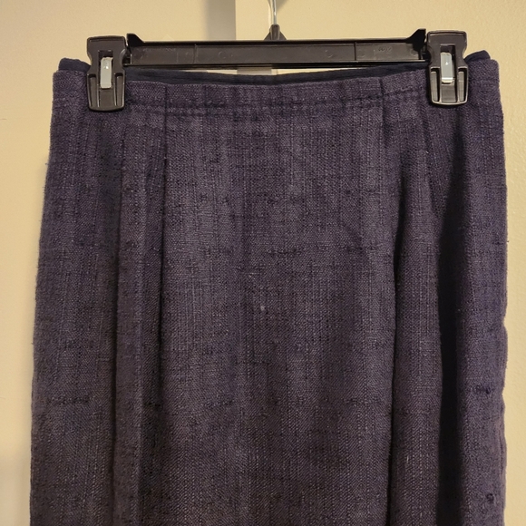 Tory Burch Navy Tweed Pencil Skirt Size 4 | Cotton Ramie Midi Knee Length Small - Picture 7 of 10